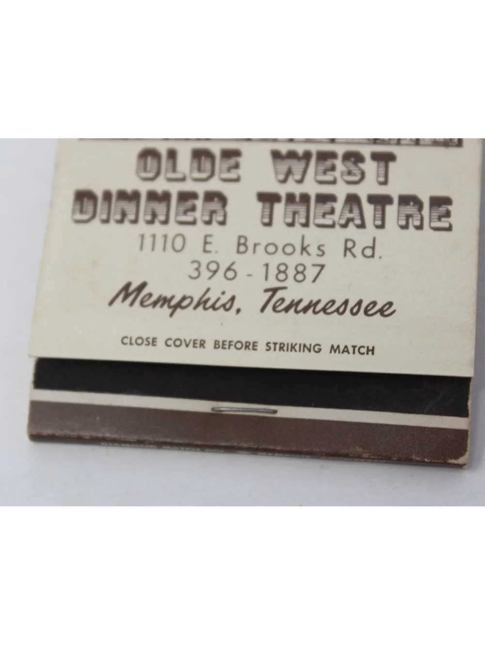 Vintage 60s Matchbook Olde West Dinner Theatre E. Brooks Road Memphis, Tennessee